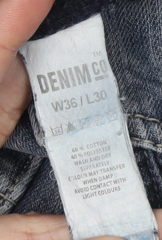 Close-up detail of Denim Co Men's Blue Straight Jeans -, size L