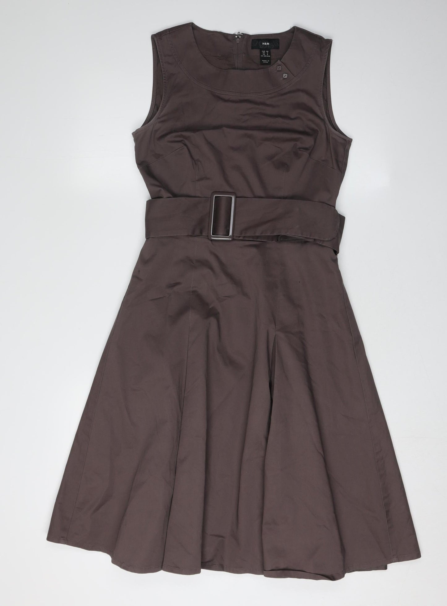 H&M Women's Brown A-Line Dress Size 8
