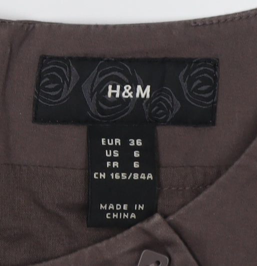 H&M Women's Brown A-Line Dress Size 8