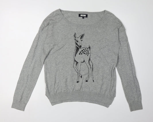 Next Women's Grey Deer Jumper UK 12 Casual