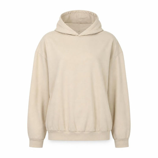 Boohoo Women's Beige Pullover Hoodie - M, Casual, Comfy