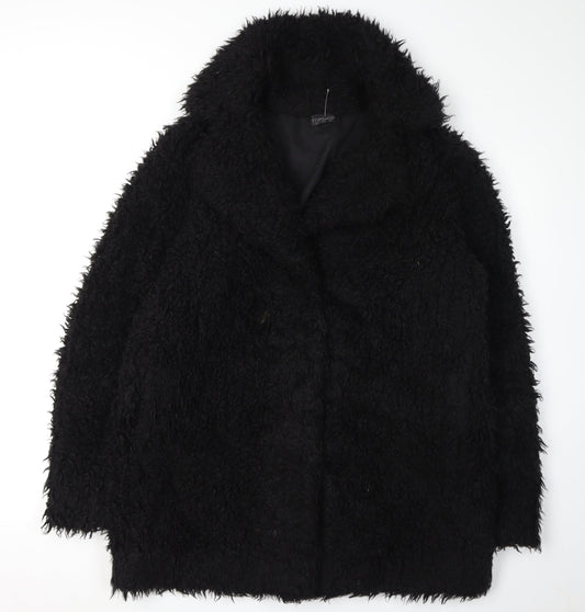 Topshop Women's Black Long Coat UK 16, Autumn/Winter Wear