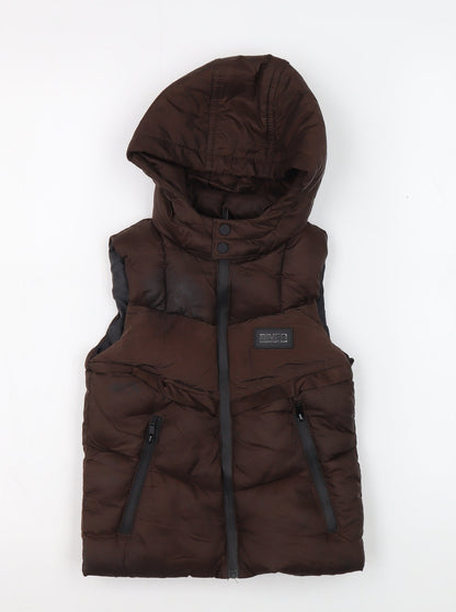 Additional front view of River Island boys’ brown puffer jacket, 2-3 years, hooded