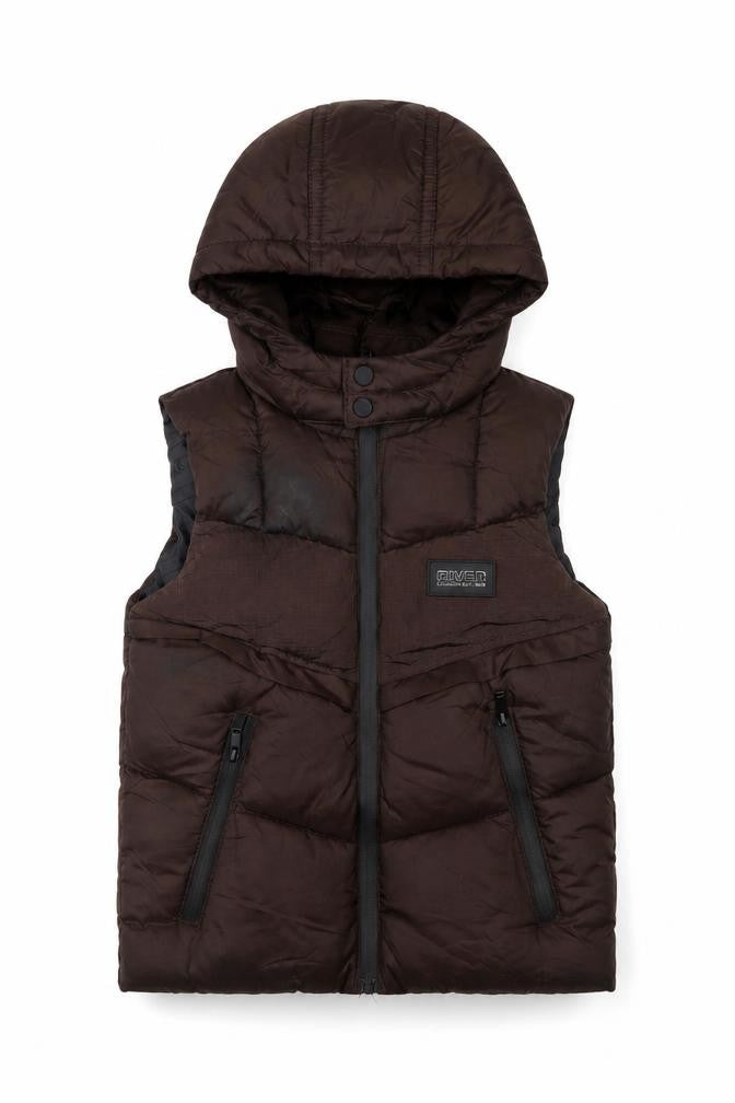River Island Boys Brown Puffer Jacket, 2-3 Years, Hooded