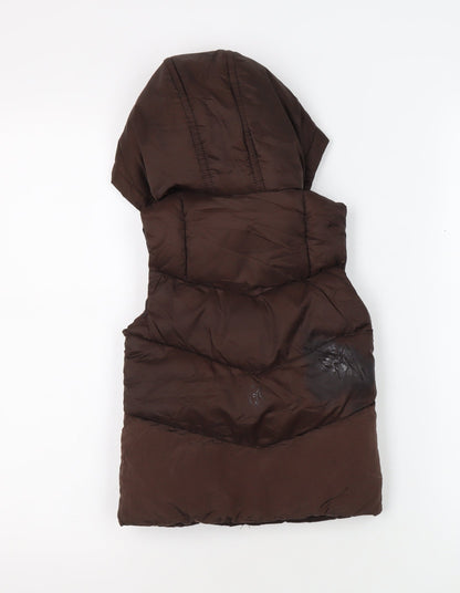 Back view of River Island boys’ brown puffer jacket, 2-3 years, hooded