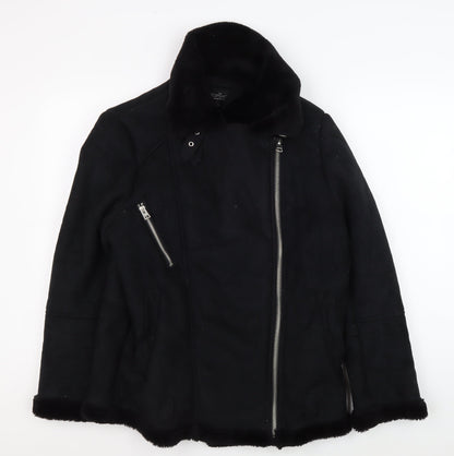 Topshop Women's Black Motorcycle Jacket, Size 10