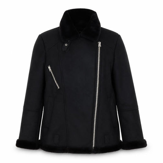 Topshop Women's Black Motorcycle Jacket, Size 10
