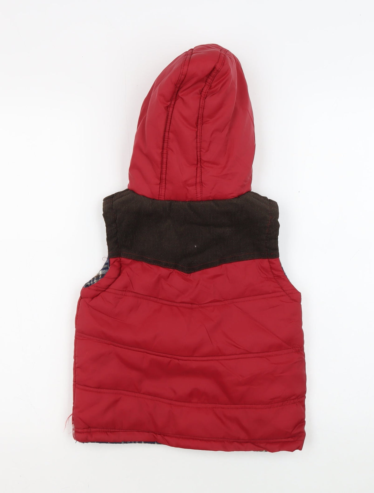 Back view of Rebel boys’ red puffer jacket 5-6 yrs hooded lined winter coat