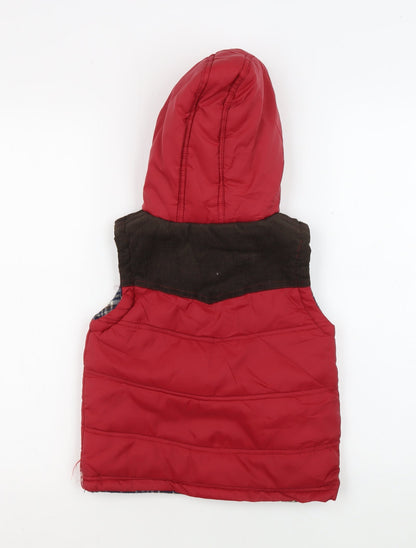 Back view of Rebel boys’ red puffer jacket 5-6 yrs hooded lined winter coat
