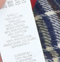Close-up detail of Rebel boys’ red puffer jacket 5-6 yrs hooded lined winter coat