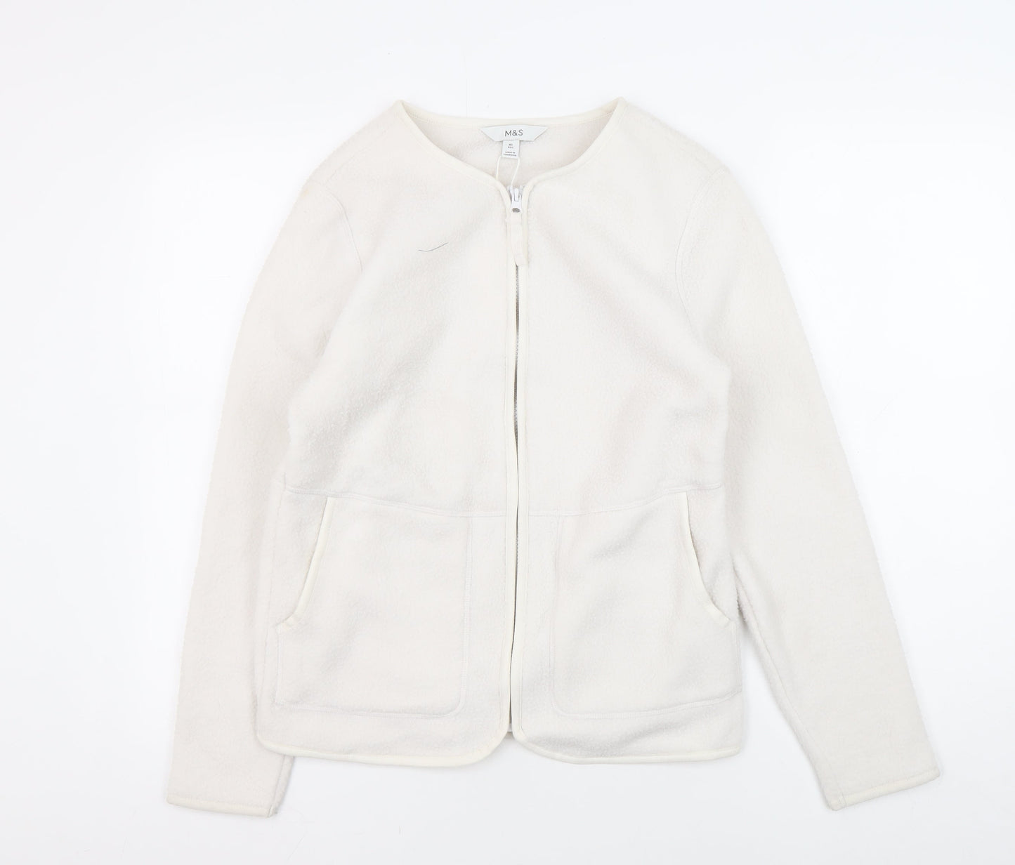 Marks and Spencer Women's White Fleece Jacket XS