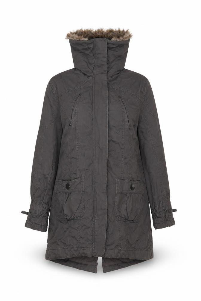 Dorothy Perkins Women's Grey Parka Size 16 with Fur Trim