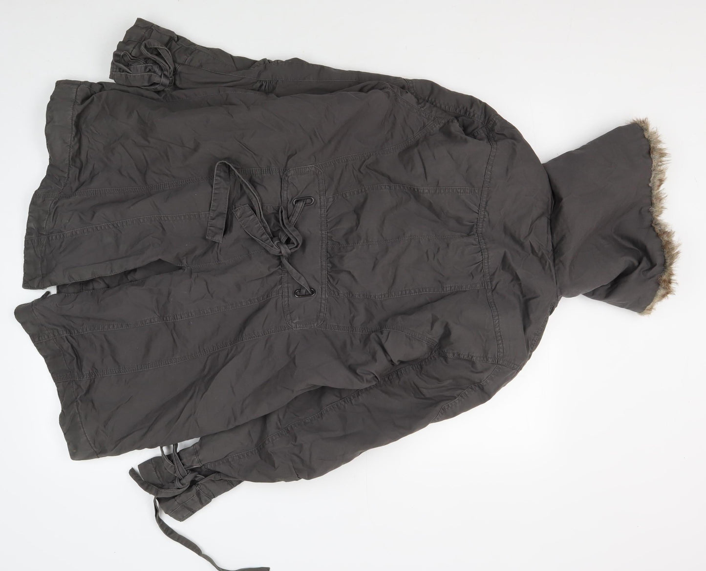 Dorothy Perkins Women's Grey Parka Size 16 with Fur Trim
