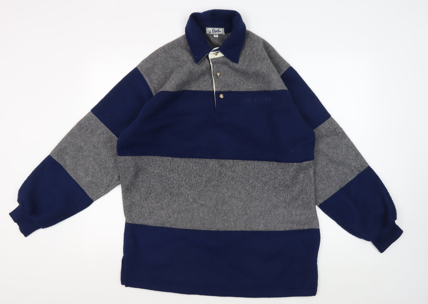 Le Shark Men's Blue Grey Striped Pullover Sweatshirt S