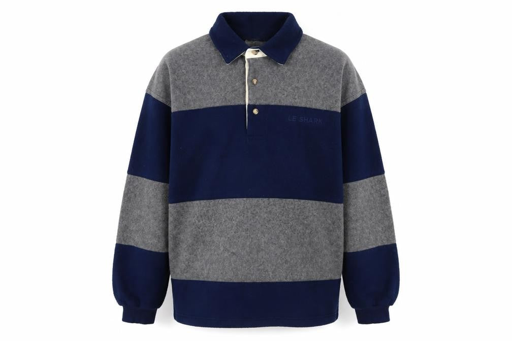 Le Shark Men's Blue Grey Striped Pullover Sweatshirt S