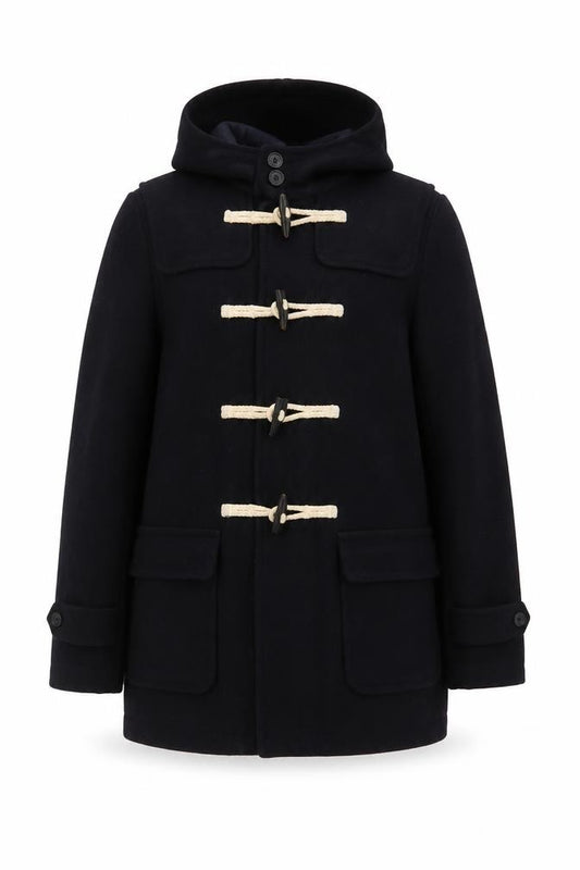 ASOS Unisex Black Duffle Coat with Hood, Size M