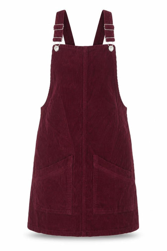 Topshop Women's Burgundy Corduroy Pinafore Dress Size 6
