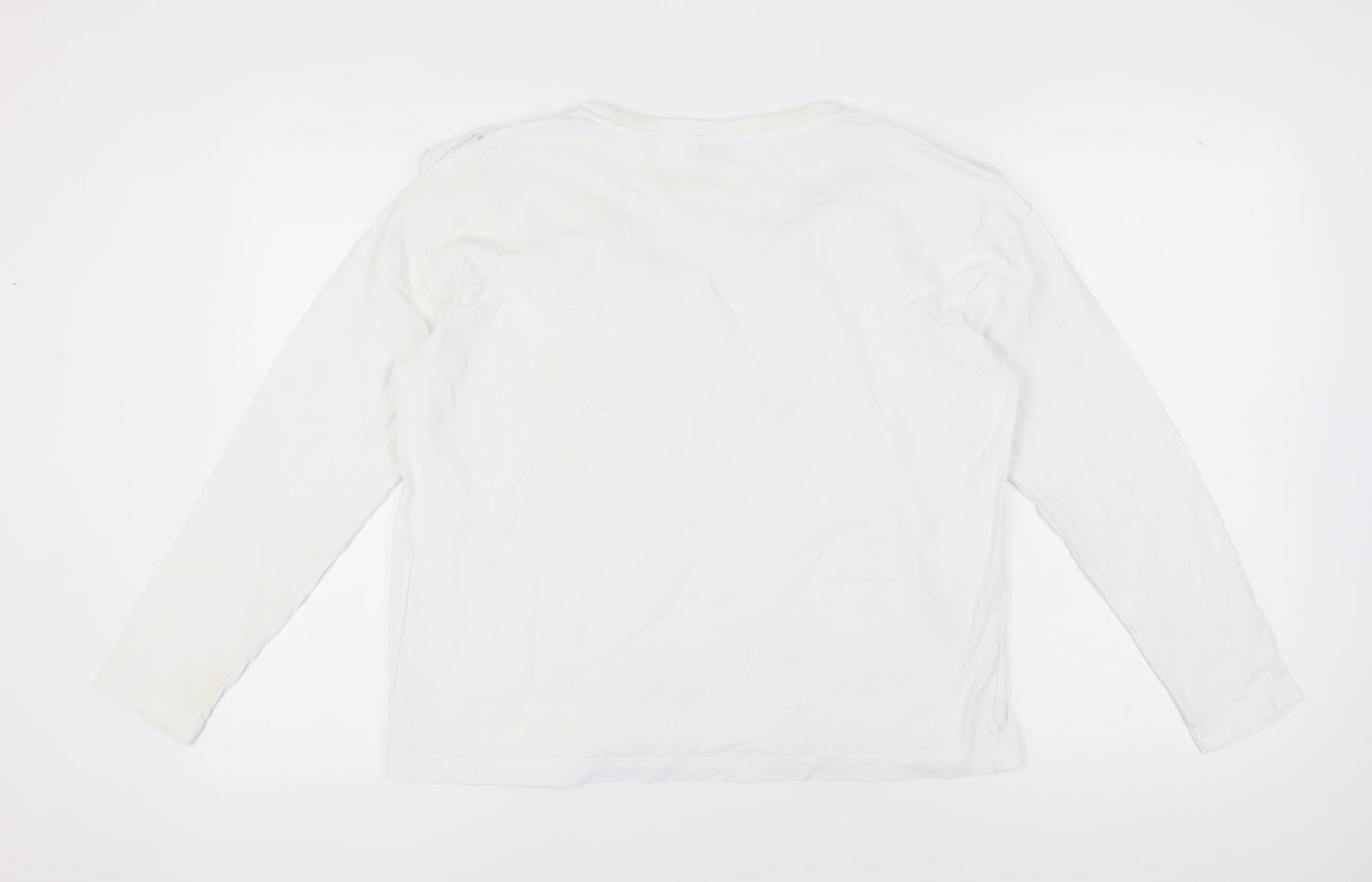 River Island Women's White Cotton Long Sleeve T-Shirt