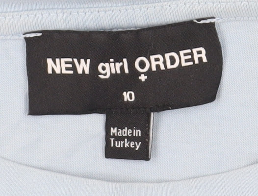 New Girl Order Women's Blue T-Shirt, UK Size 10