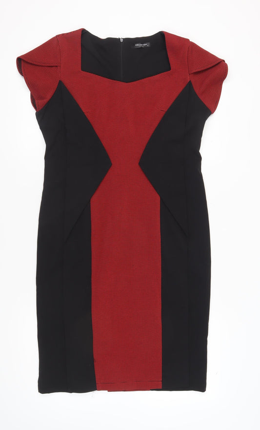 Collection London Women’s Red Black Sheath Dress Sz 14