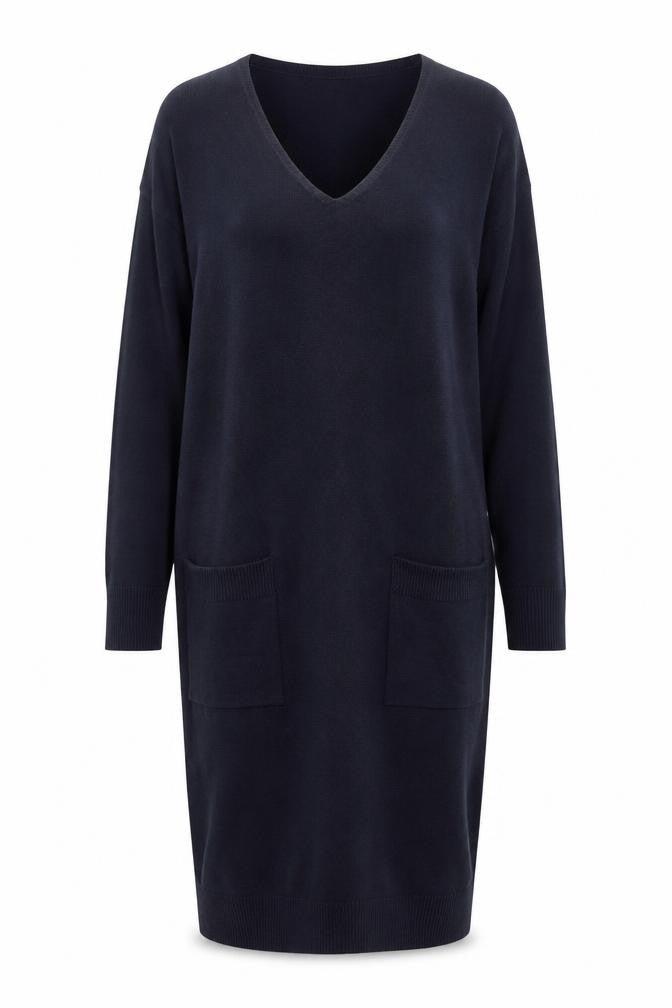 Next Women's Black Jumper Dress, Size 8, V-Neck, Knit, Pockets