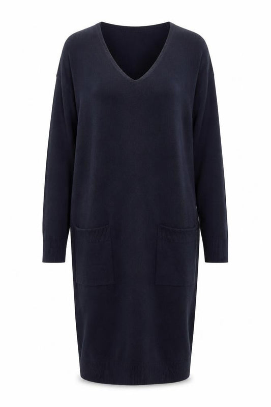 Next Women's Black Jumper Dress, Size 8, V-Neck, Knit, Pockets