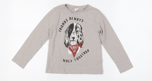 Zara Girls Grey Dalmatians Graphic Long Sleeve T-Shirt, Size 8