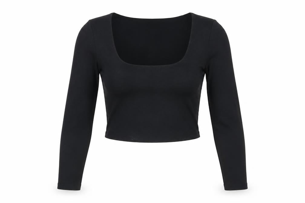 ASOS Women Black Cropped Long Sleeve Top UK 4