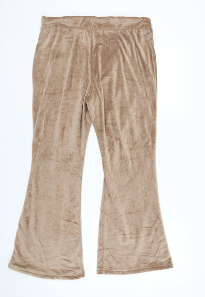 Preloved Disney Women’s Brown Flared Velour Trousers L - Back