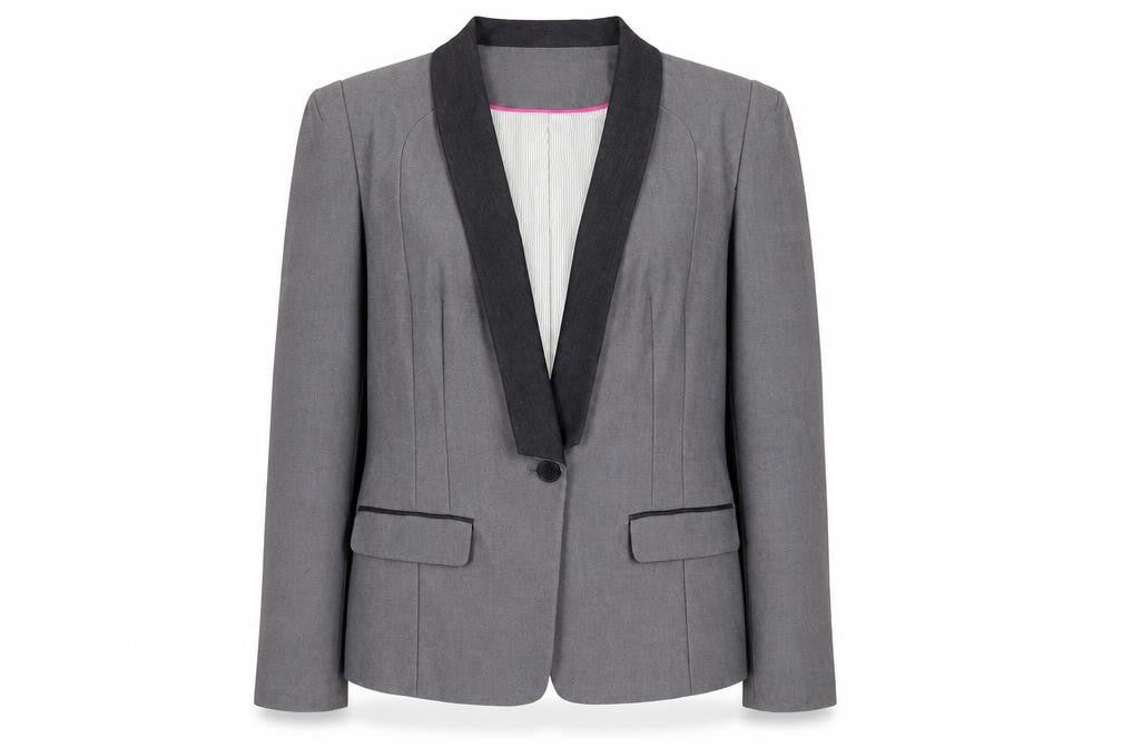 Next Women's Grey Blazer, Size 16, Slim Fit, Shawl Lapel