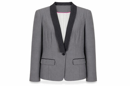 Next Women's Grey Blazer, Size 16, Slim Fit, Shawl Lapel