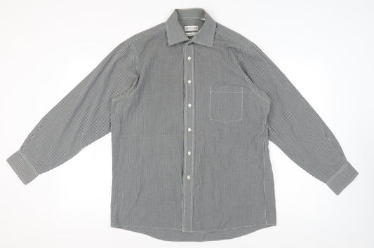 Van Heusen Men's Black Check Long Sleeve Shirt Size 16
