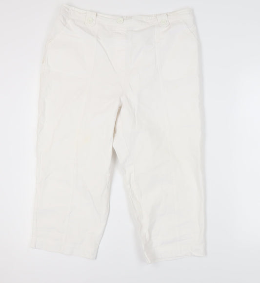 Izabel Women's White Cropped Trousers, Size 18