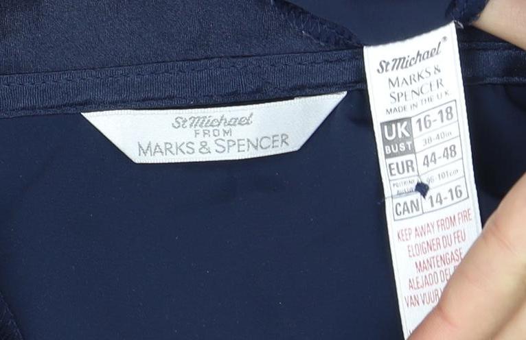 Marks and Spencer Women's Blue Embroidered Sleeveless Blouse