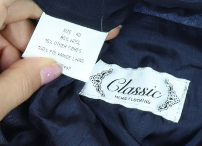 Classics Men's Blue Blazer, Size 40, Wool Jacket