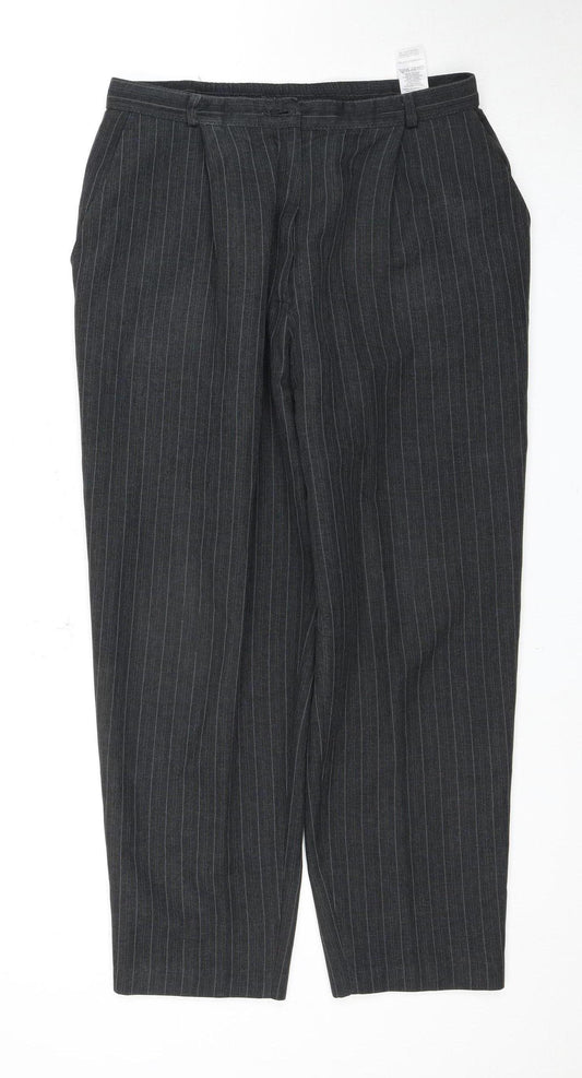 Marks and Spencer Grey Women's Striped Trousers Size 16