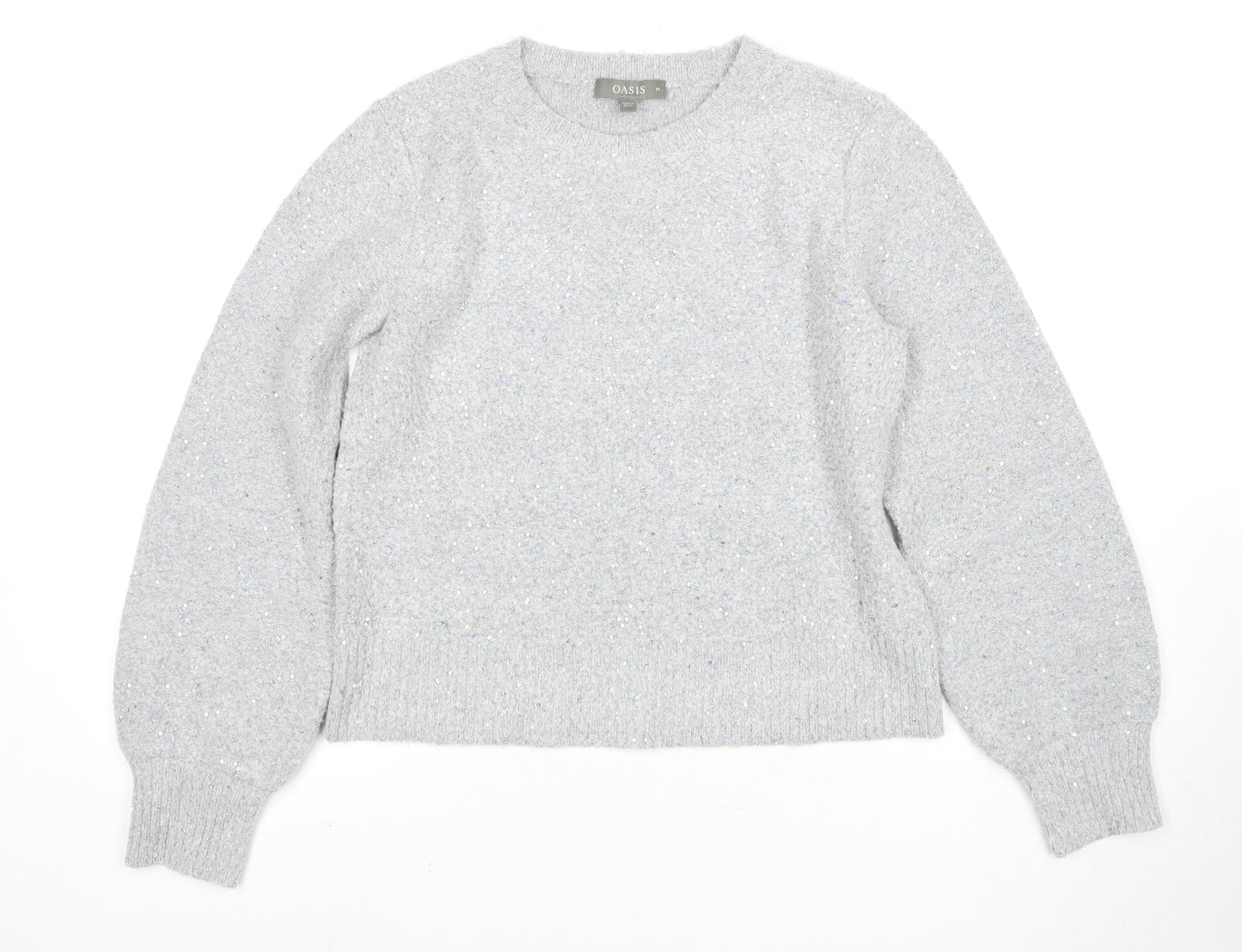 Oasis Women's Grey Crew Neck Pullover Jumper Medium