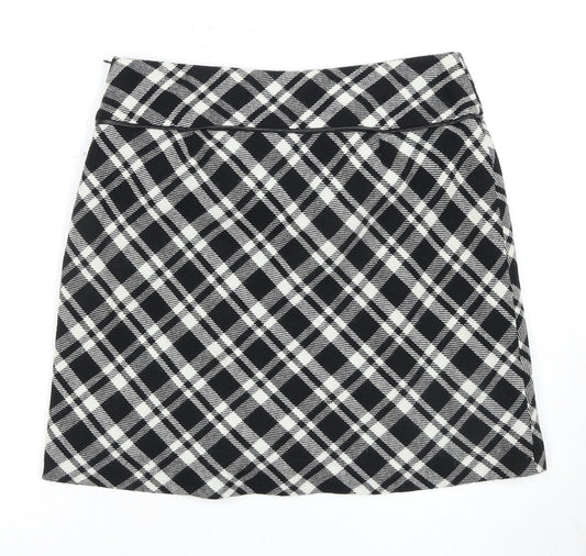 Wallis Womens Black Plaid Skirt Size 12 Pencil Style