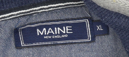 Close-up detail of Maine New England Men's XL Grey Collared jumper