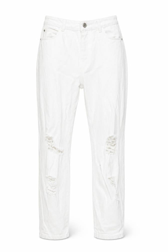 Topshop Women's White Distressed Mom Jeans Size 8