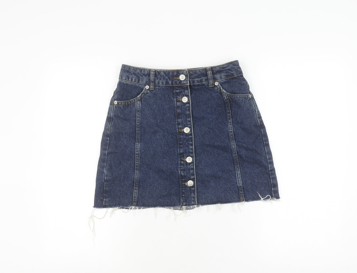 Topshop Women's Blue Denim Button Skirt Size 8
