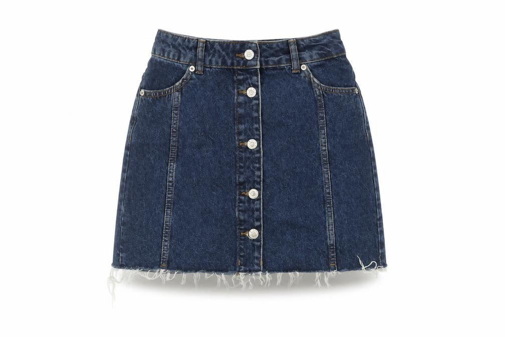 Topshop Women's Blue Denim Button Skirt Size 8