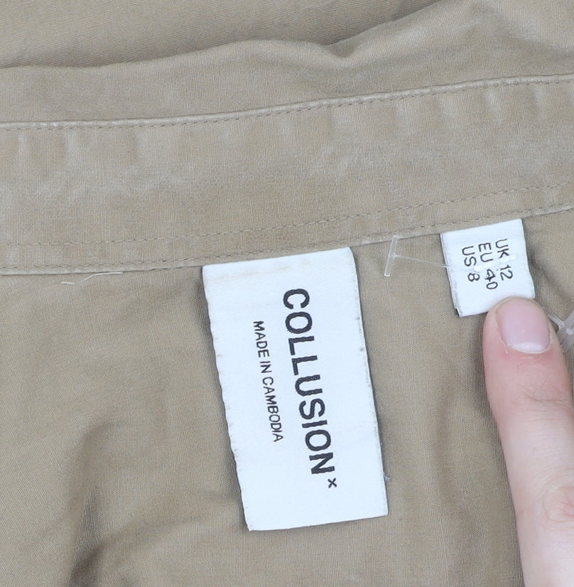Collusion Beige Button-Up Women's Shirt Size 12