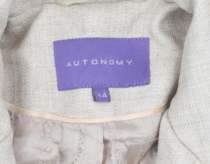 Autonomy Women's Beige Blazer, Size 14, Business Suit Jacket