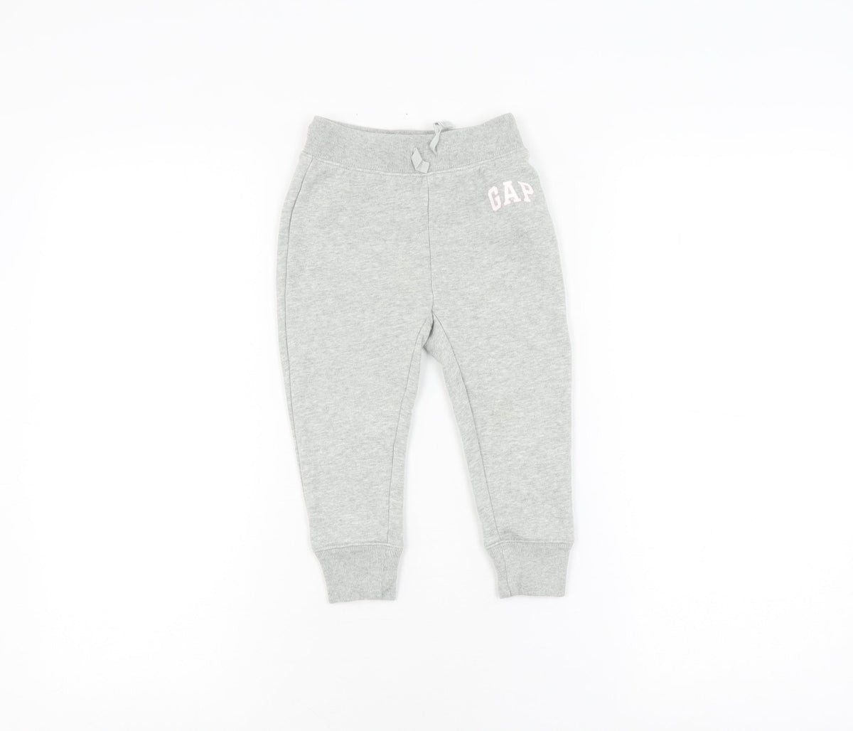 Additional front view of Gap girls’ grey jogger trousers 2 years, elastic waist