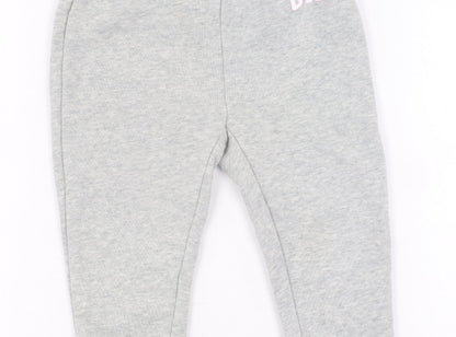 Close-up detail of Gap girls’ grey jogger trousers 2 years, elastic waist