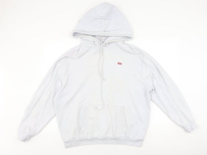 Levi's Men's White Pullover Hoodie M, Logo Accents