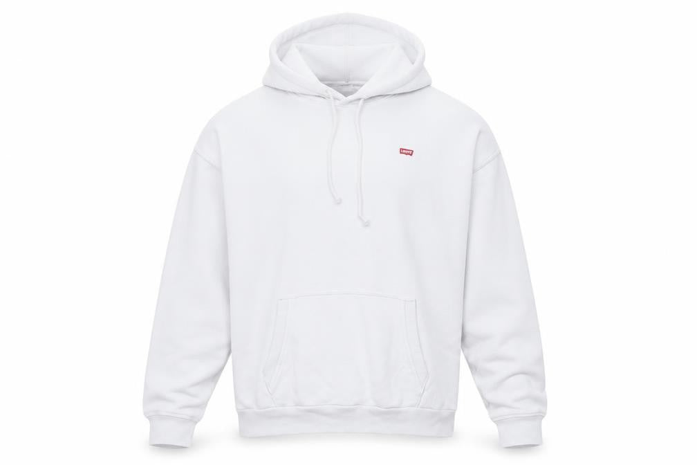 Levi's Men's White Pullover Hoodie M, Logo Accents