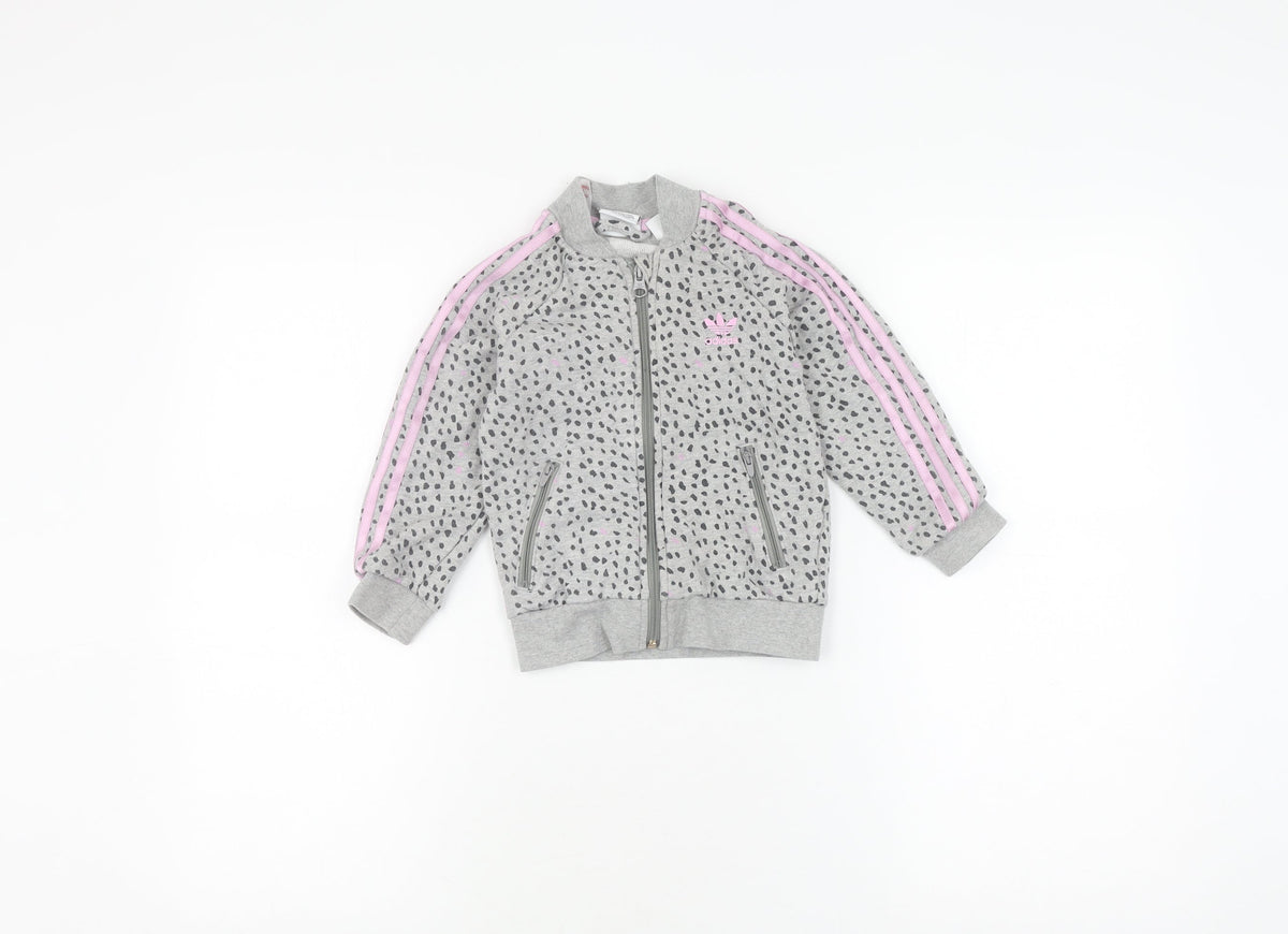 Adidas Girls Grey Bomber Jacket 2-3 Years Casual