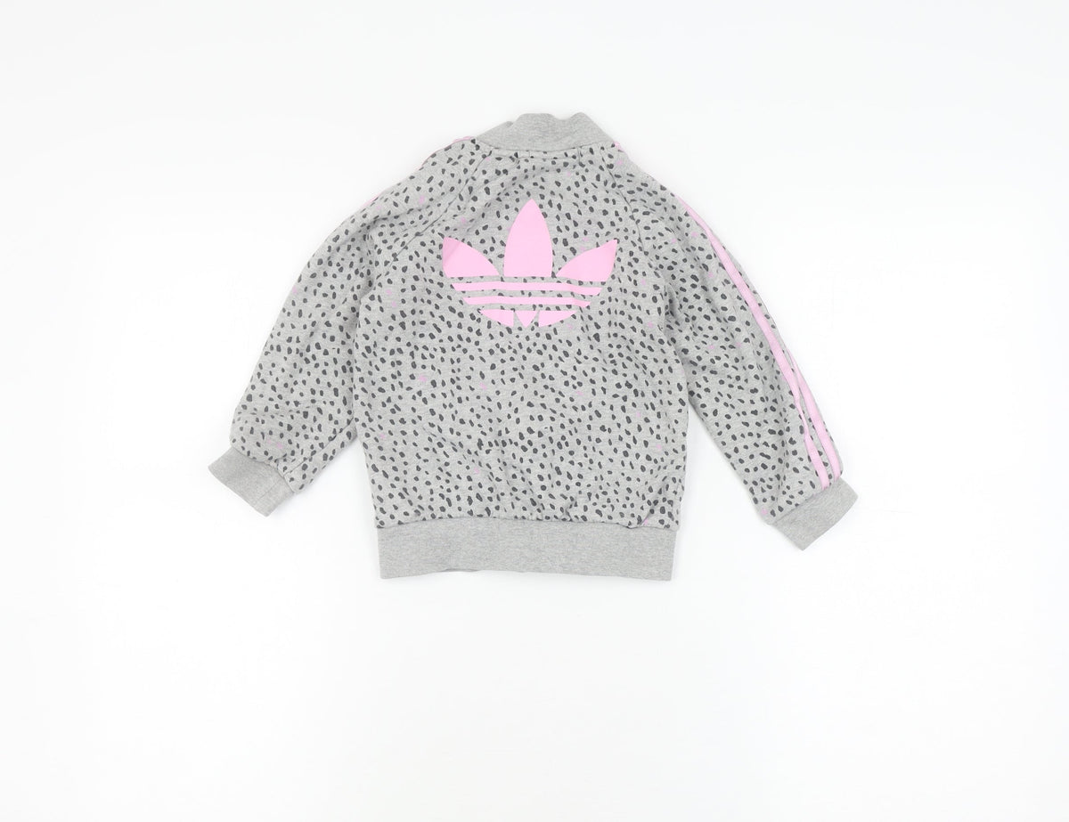Adidas Girls Grey Bomber Jacket 2-3 Years Casual